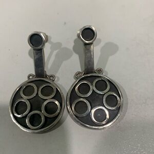 Vintage modernist sterling silver screw back dangle earrings MCM Danish stunning
